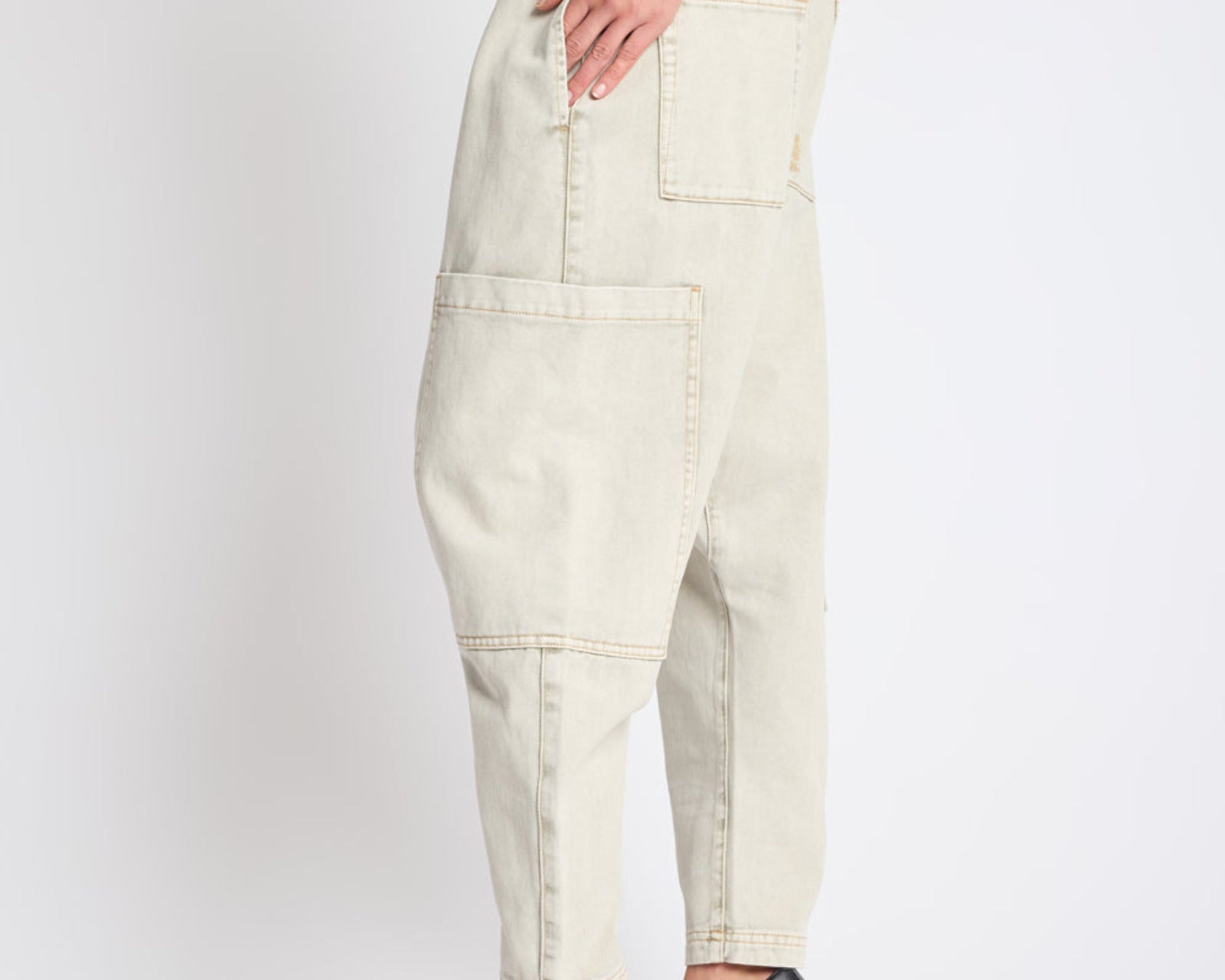 Isla Low Waist Drawstring Harem Denim Jeans - Antique Khaki