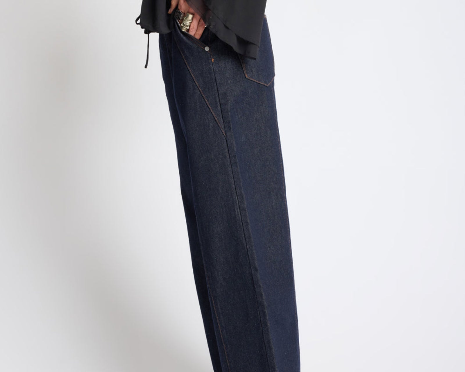 Hayden Mid Waist Wide Leg Cropped Denim Jeans - Raw Indigo