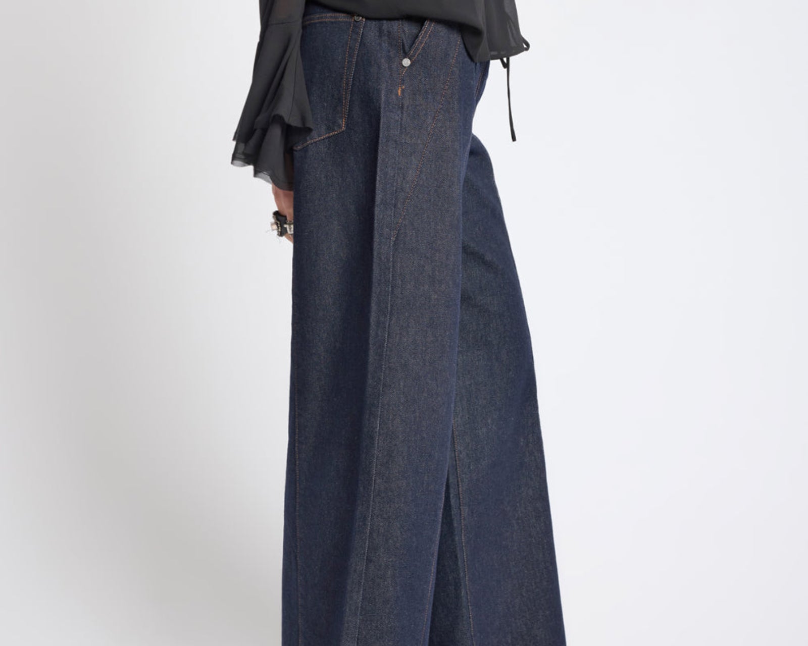 Hayden Mid Waist Wide Leg Cropped Denim Jeans - Raw Indigo