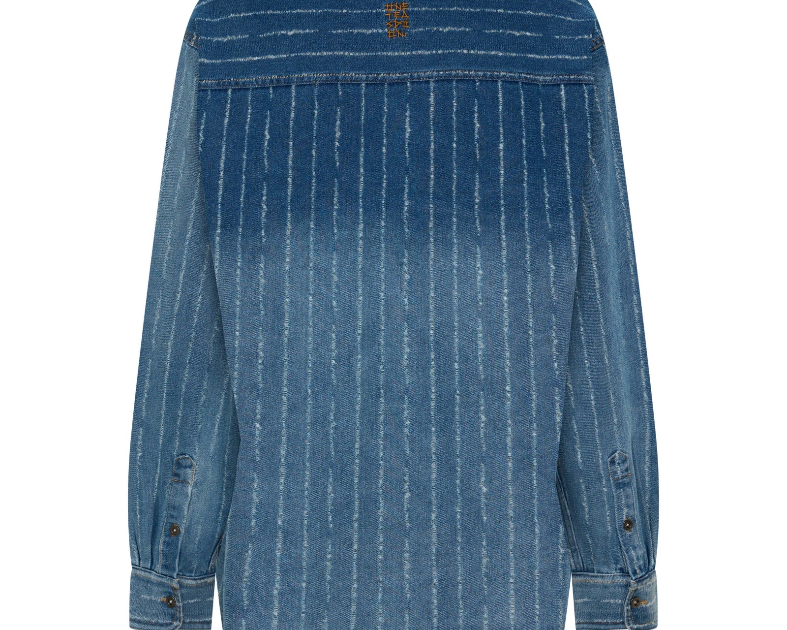 Distressed Everyday Denim Shirt -  Blue Stripe