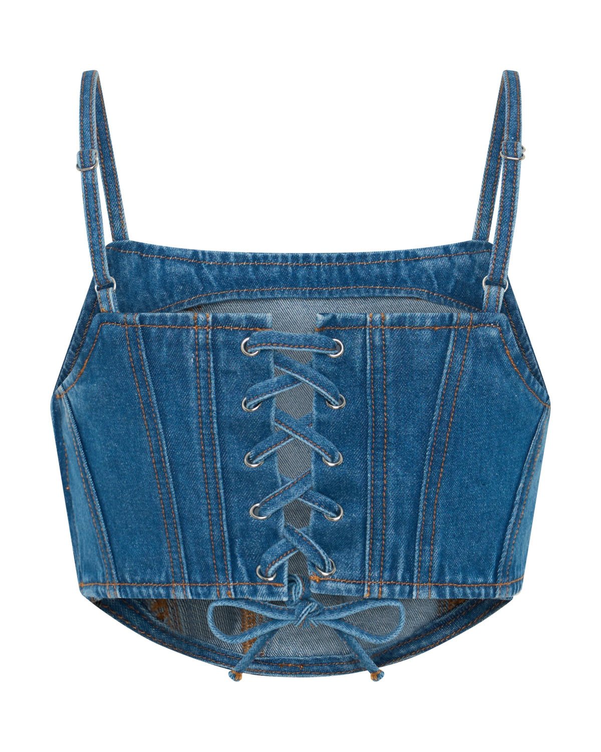 Honey Rider Bustier Crop Denim Top - Pacifica Blue | One Teaspoon USA