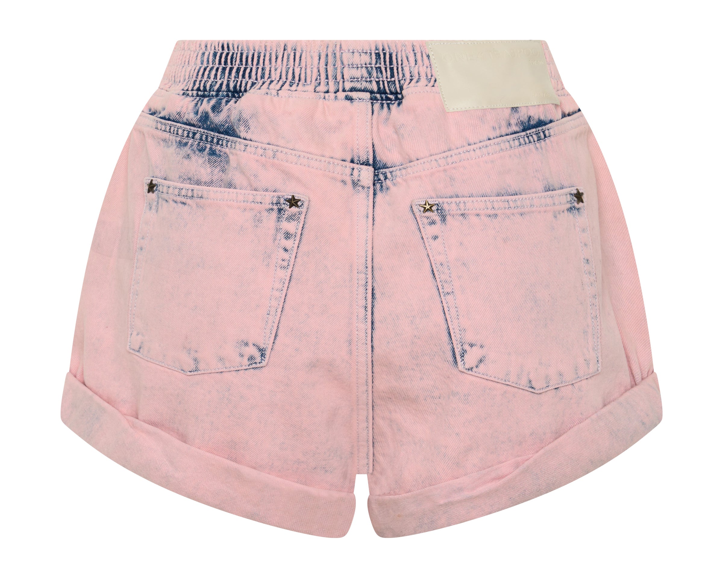 Hunters Mid Waist Boyfriend Elasticated Denim Shorts - Pink Haze