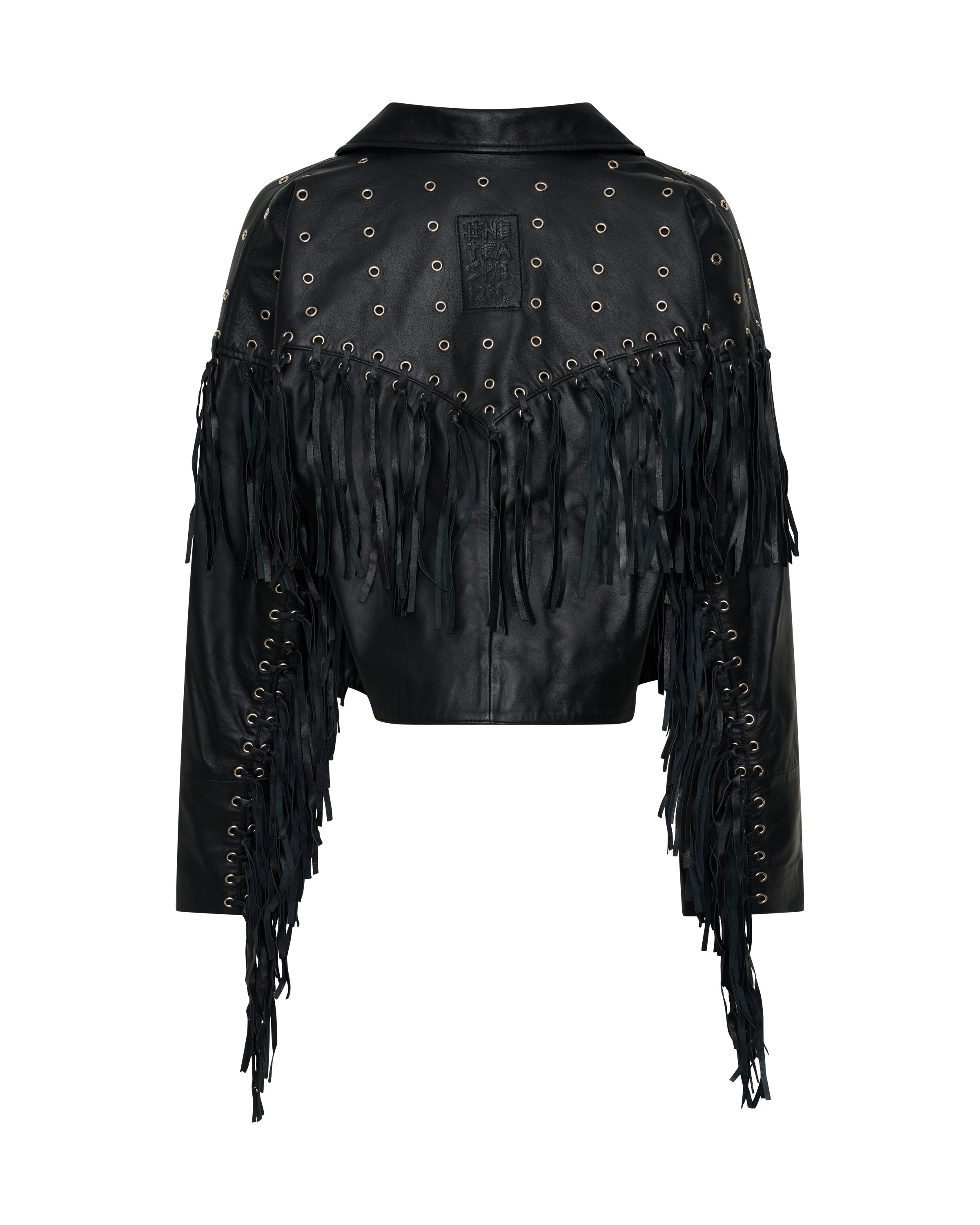 Rogue Rodeo Fringed Cropped Leather Jacket - Black | One Teaspoon USA