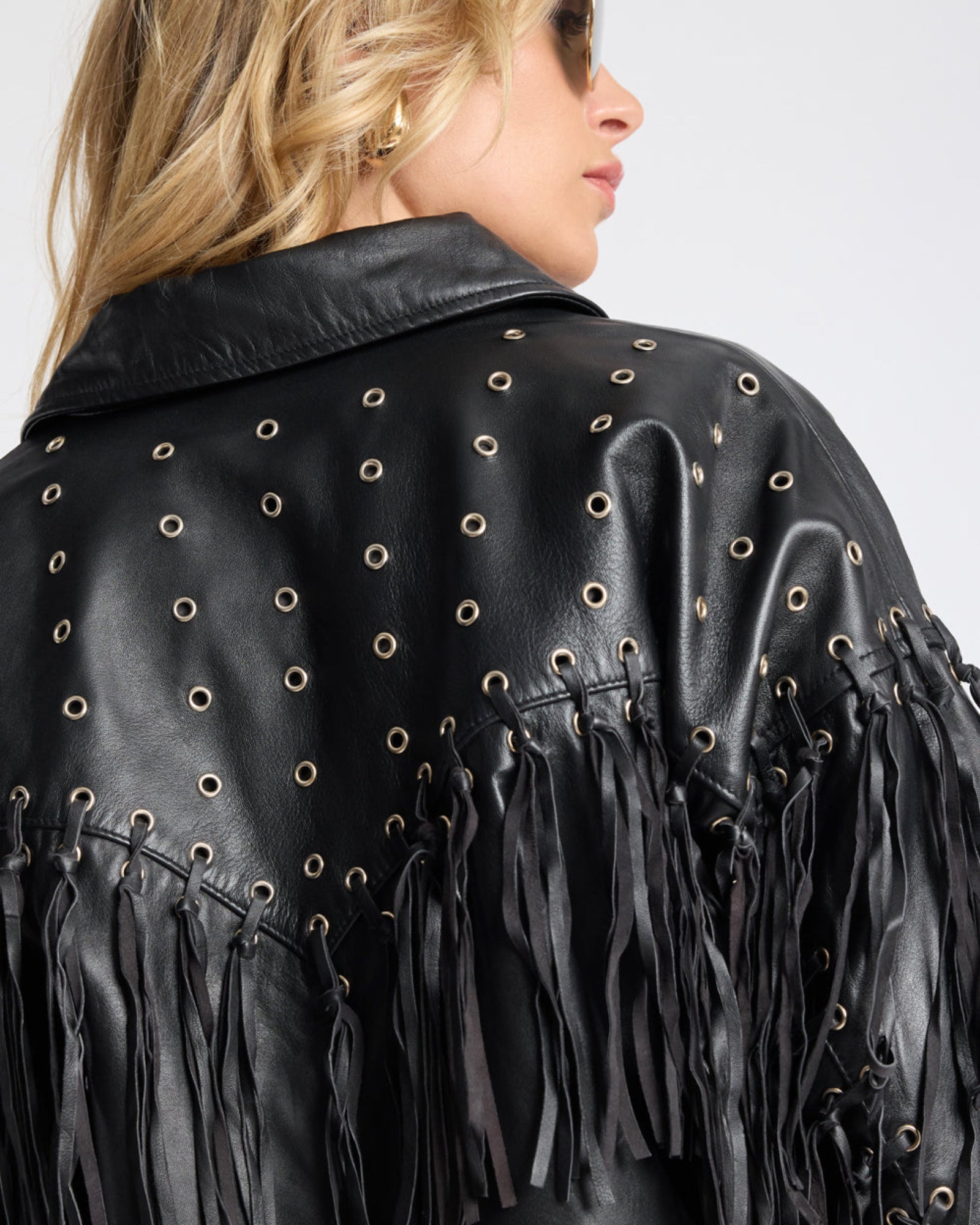 Rogue Rodeo Fringed Cropped Leather Jacket - Black | One Teaspoon USA
