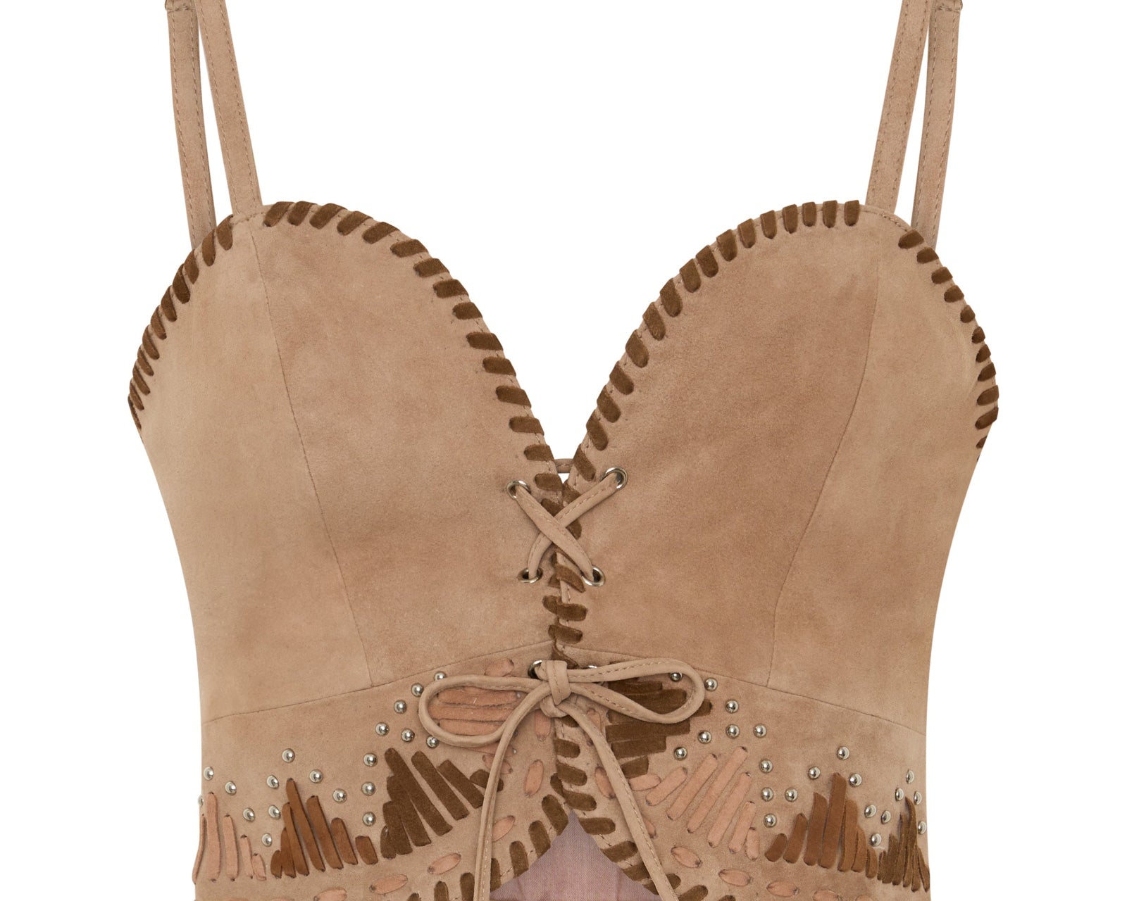 Wild Prairie Bustier Suede Crop Top - Dusty Pink