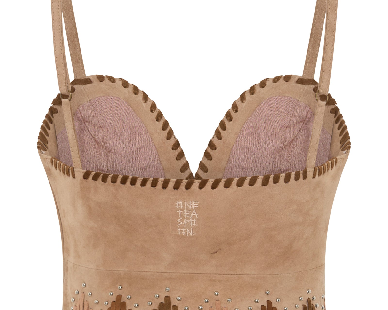 Wild Prairie Bustier Suede Crop Top - Dusty Pink