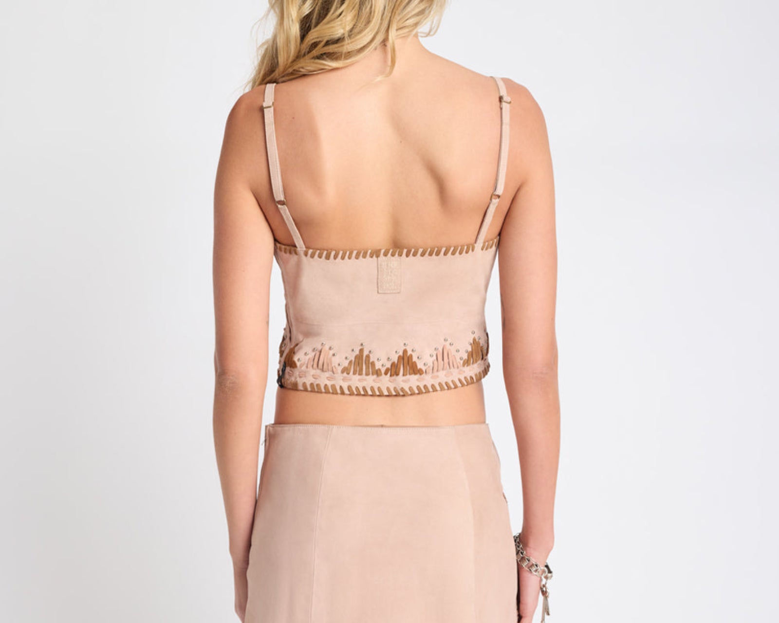 Wild Prairie Bustier Suede Crop Top - Dusty Pink