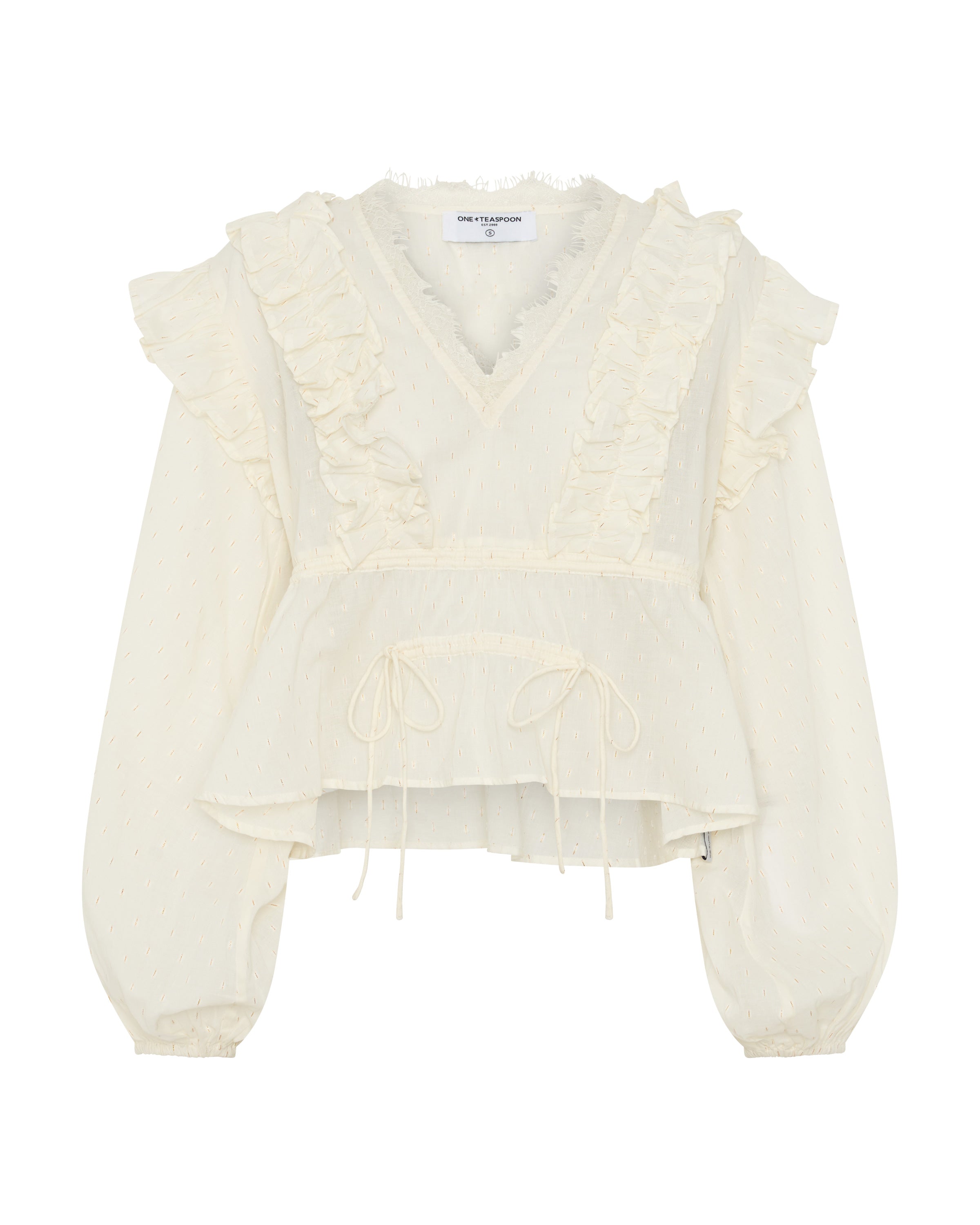 Willow Ruffle Sheer Top - Ivory | One Teaspoon USA
