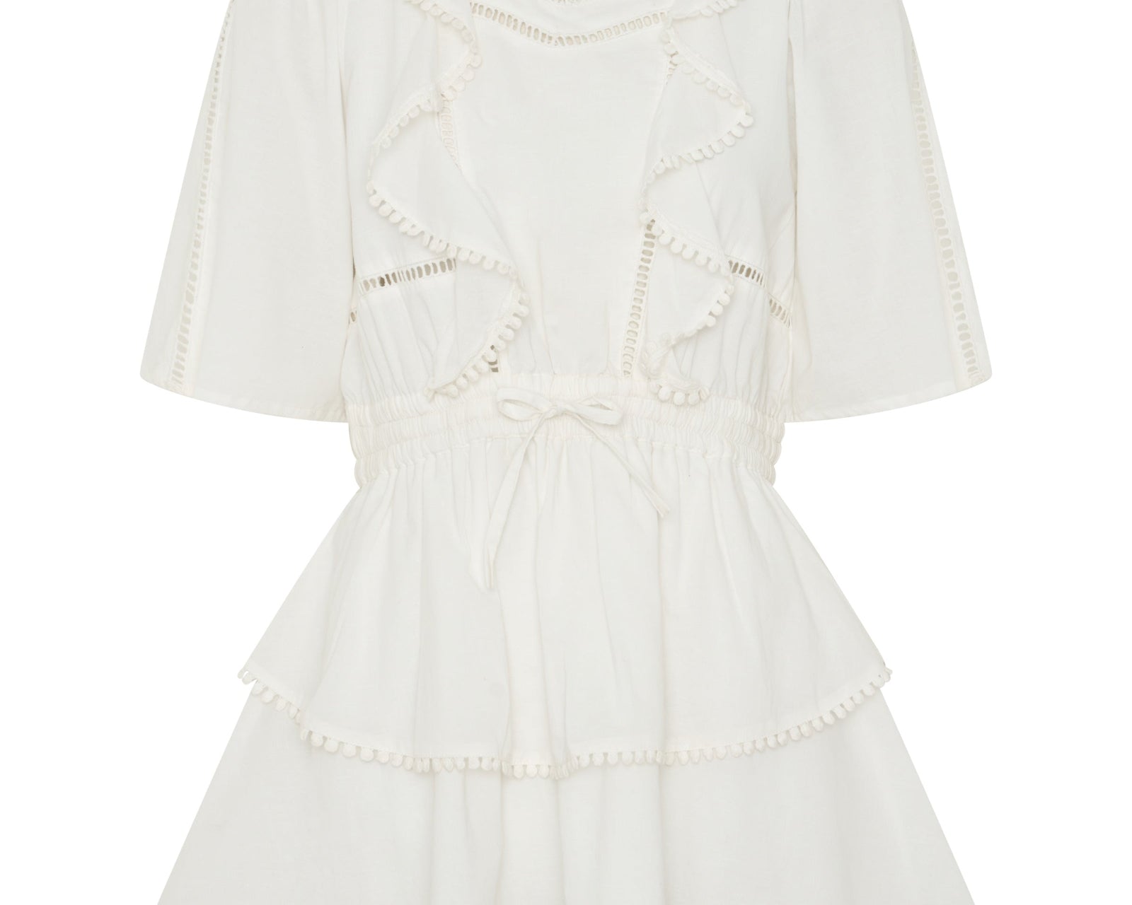 Woodstock Ruffle Mini Dress - Ivory