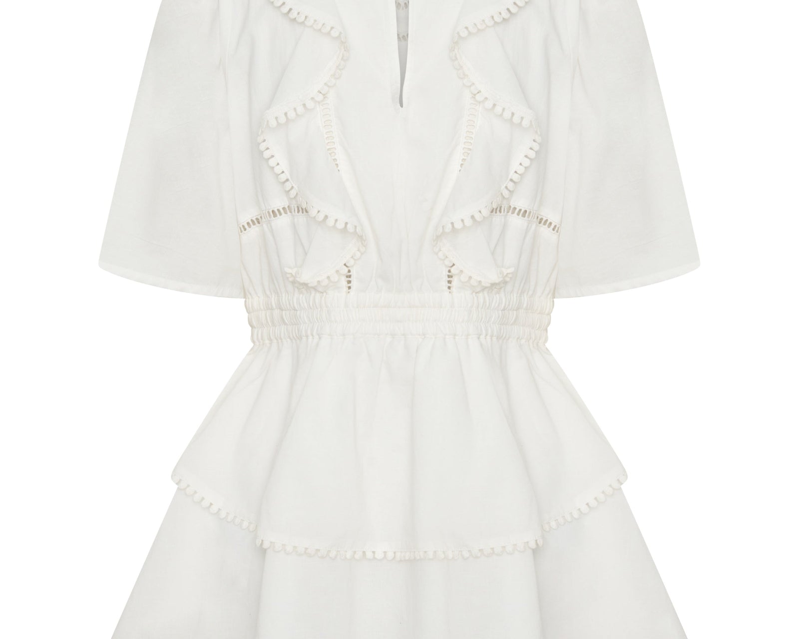 Woodstock Ruffle Mini Dress - Ivory