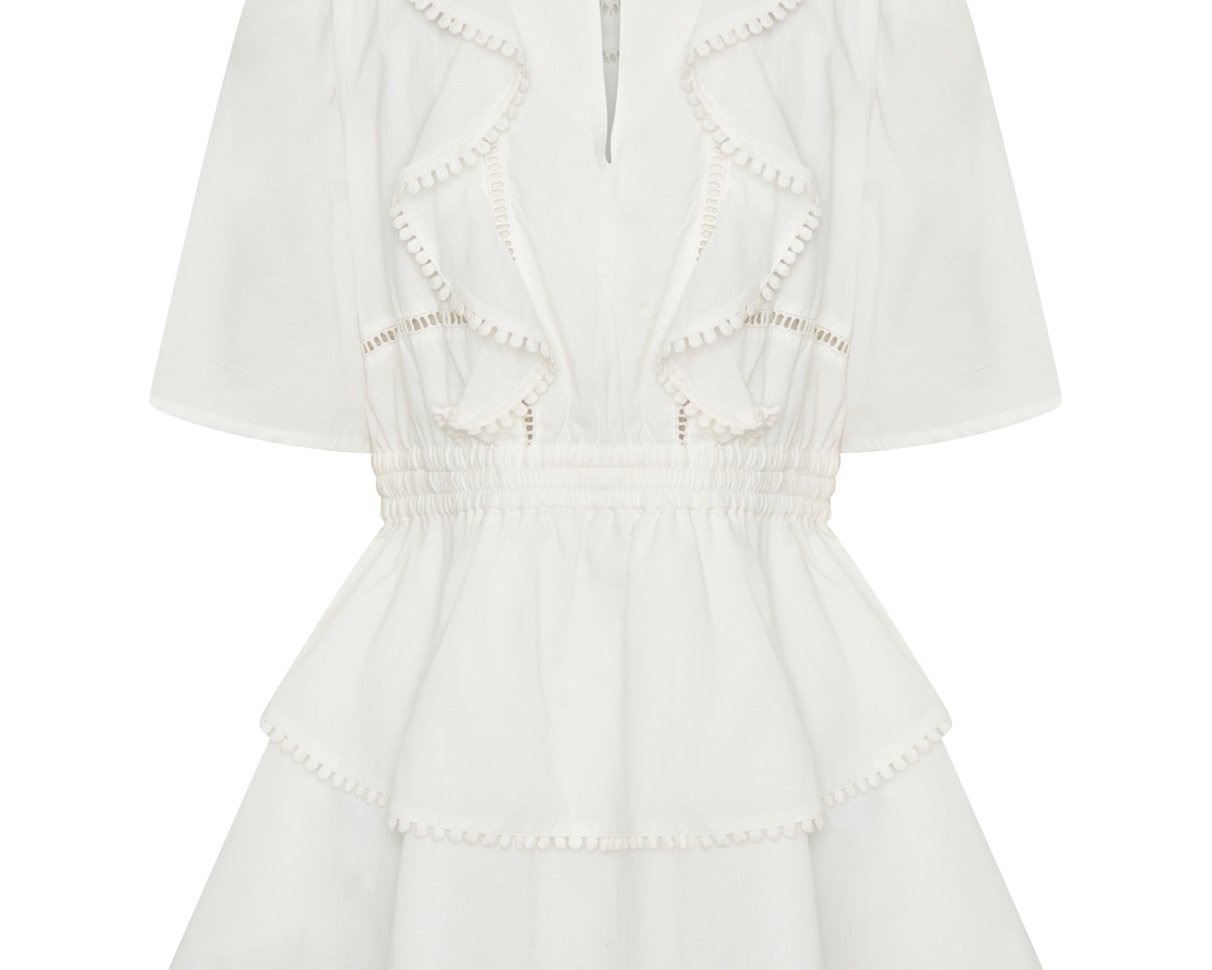 Woodstock Ruffle Mini Dress - Ivory