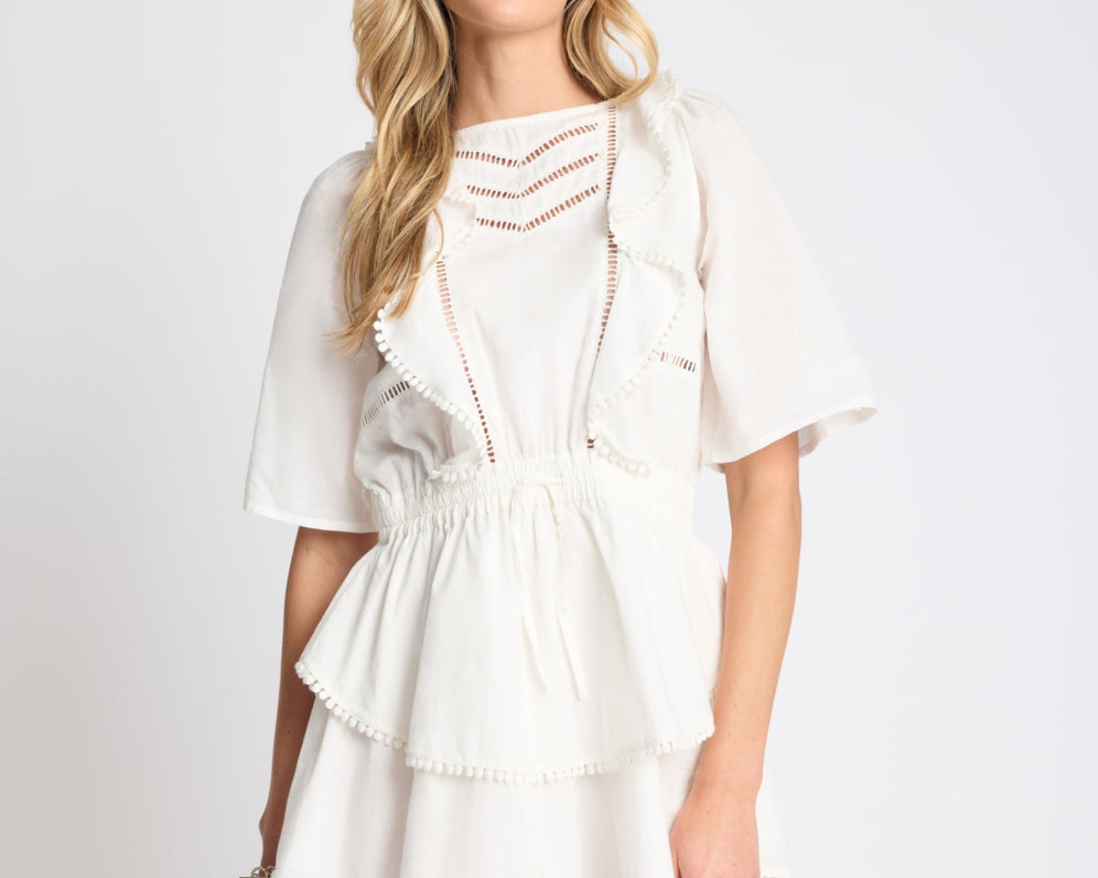 Woodstock Ruffle Mini Dress - Ivory