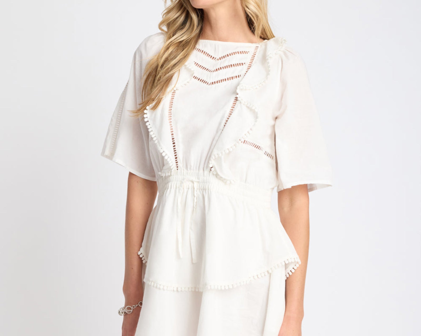 Woodstock Ruffle Mini Dress - Ivory