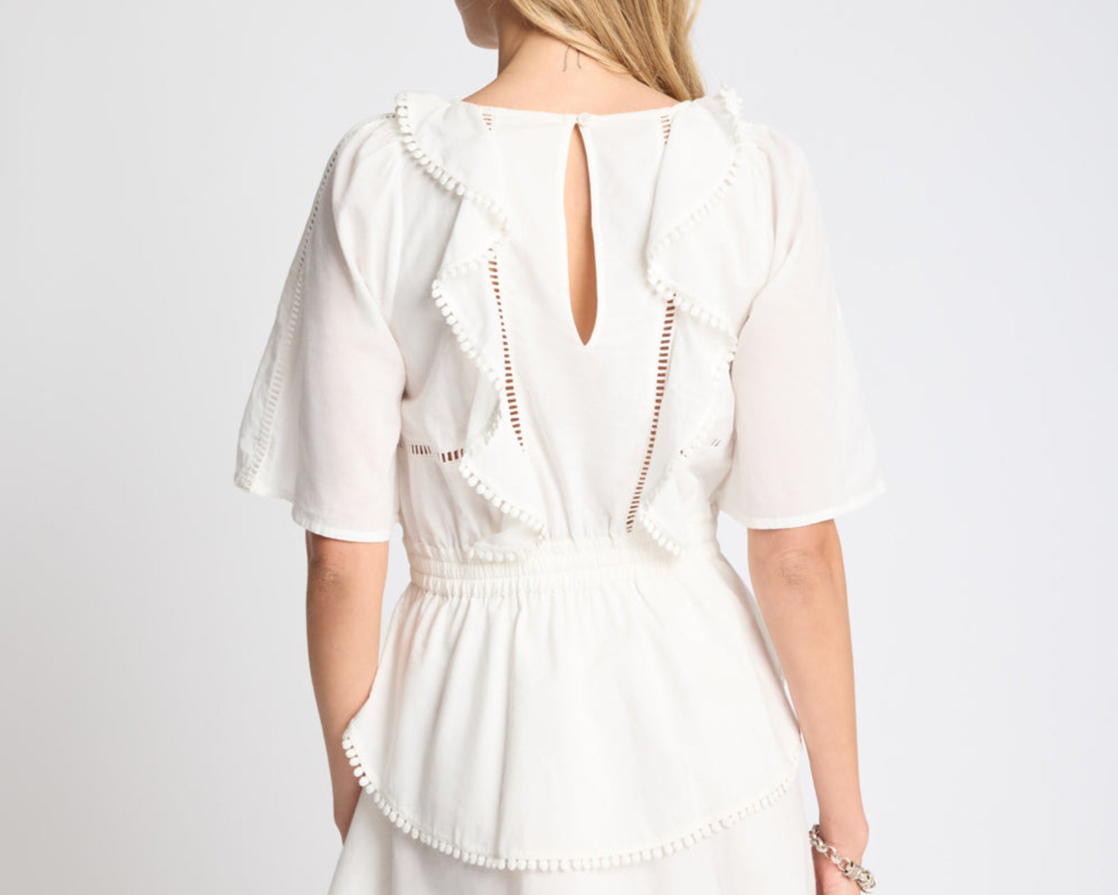 Woodstock Ruffle Mini Dress - Ivory