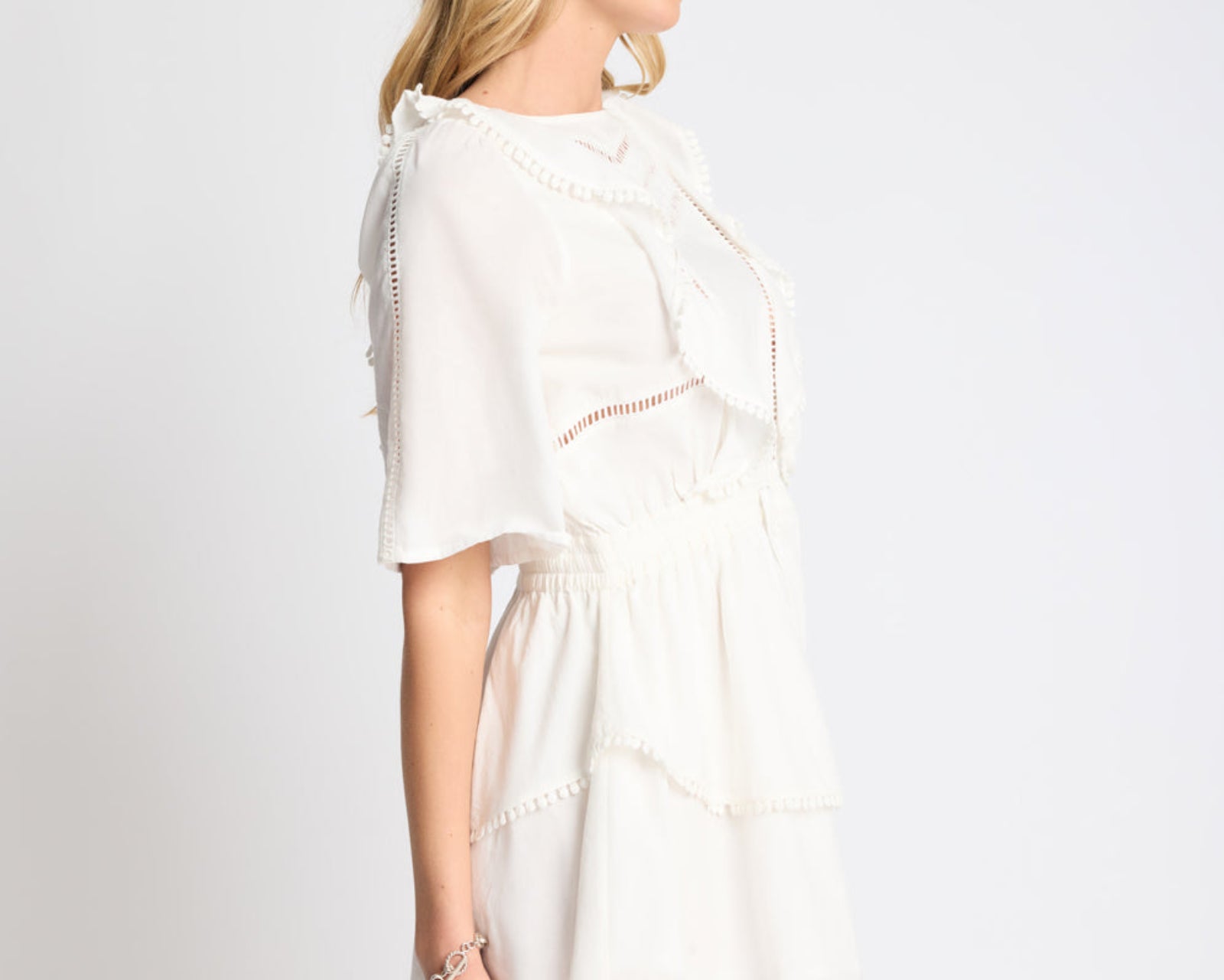 Woodstock Ruffle Mini Dress - Ivory