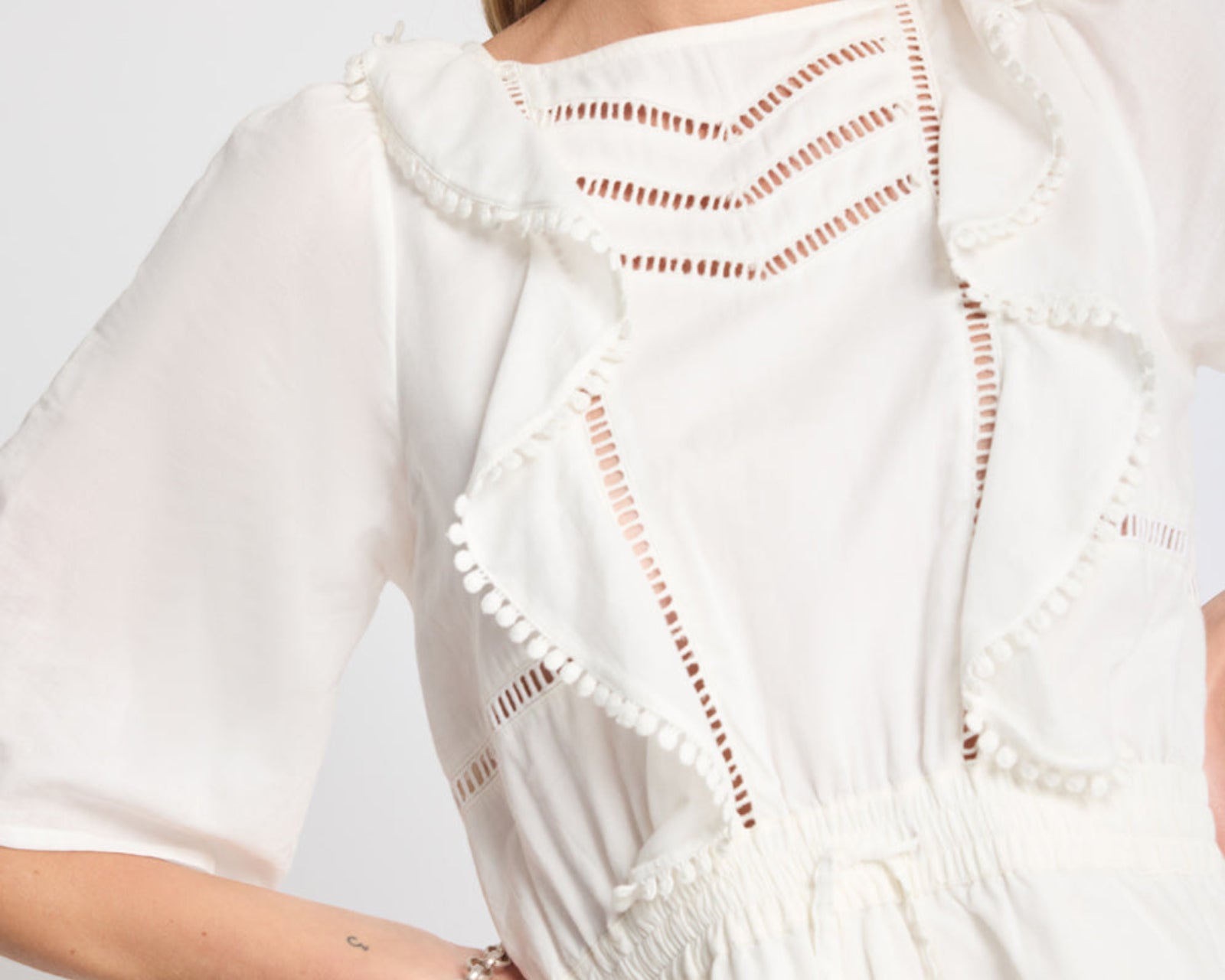 Woodstock Ruffle Mini Dress - Ivory