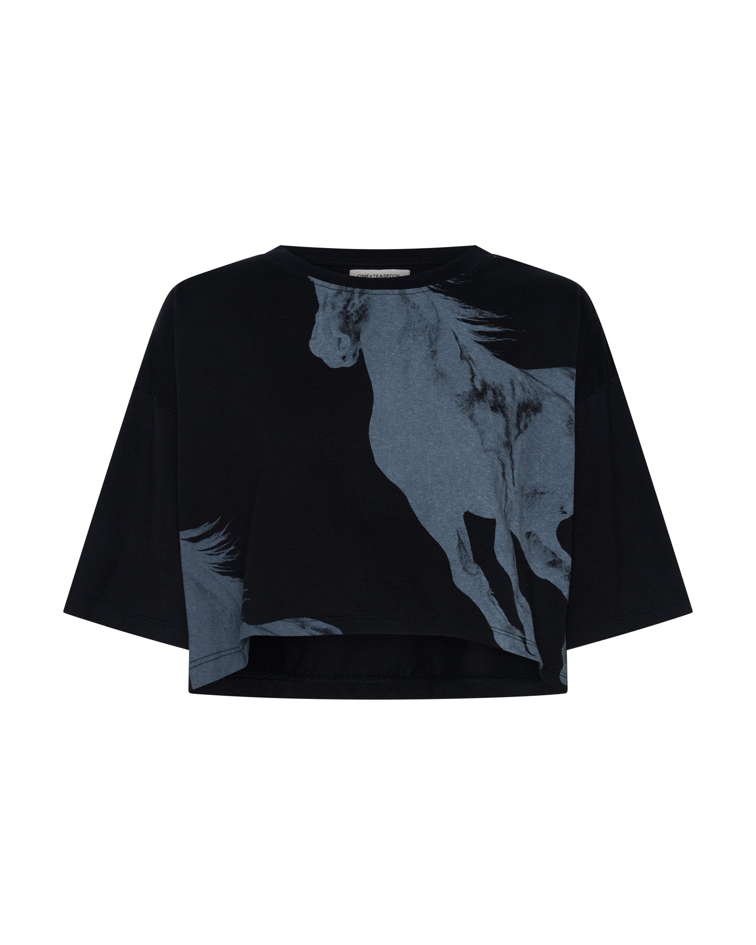 Wild Horses Crop Tee - Washed Black