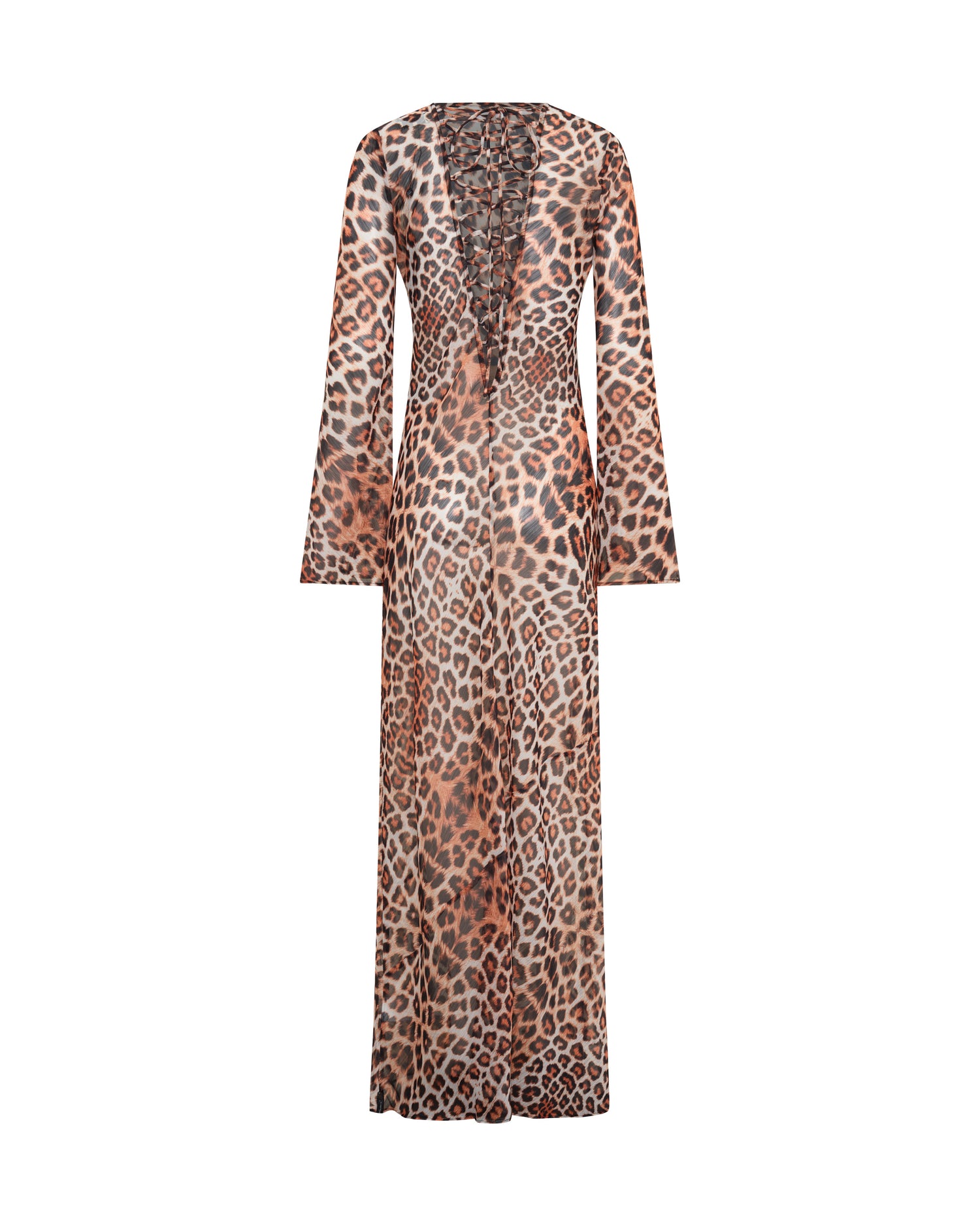 Ziggy Longsleeve Sheer Slip Maxi Dress - Leopard Print