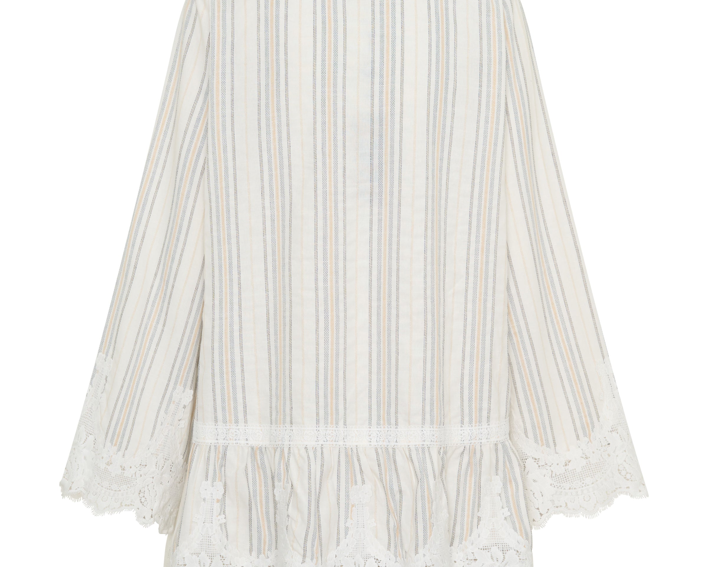 Moonlight Prairie Lace Longsleeve Mini Dress - White Stripe