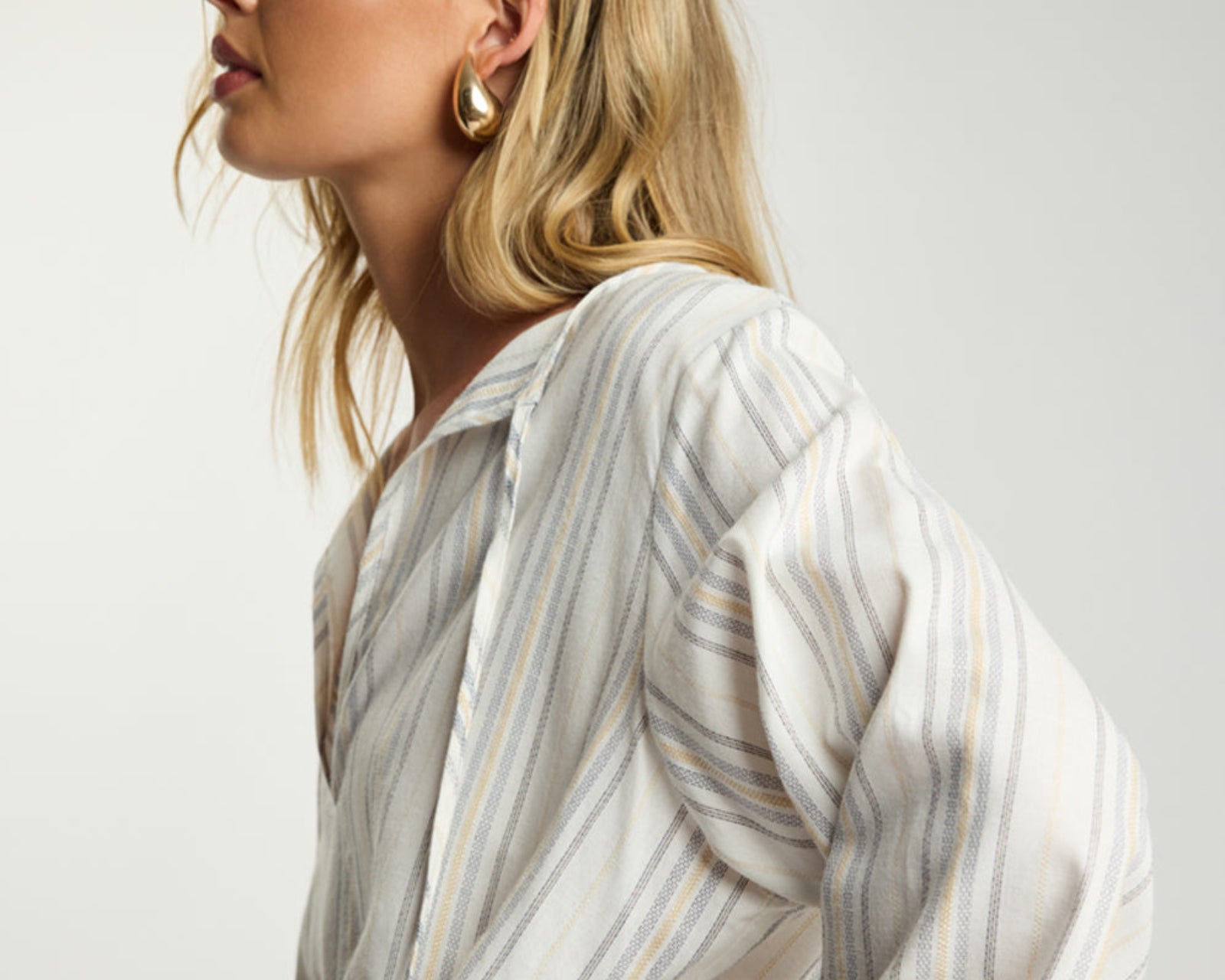 Moonlight Prairie Lace Longsleeve Mini Dress - White Stripe
