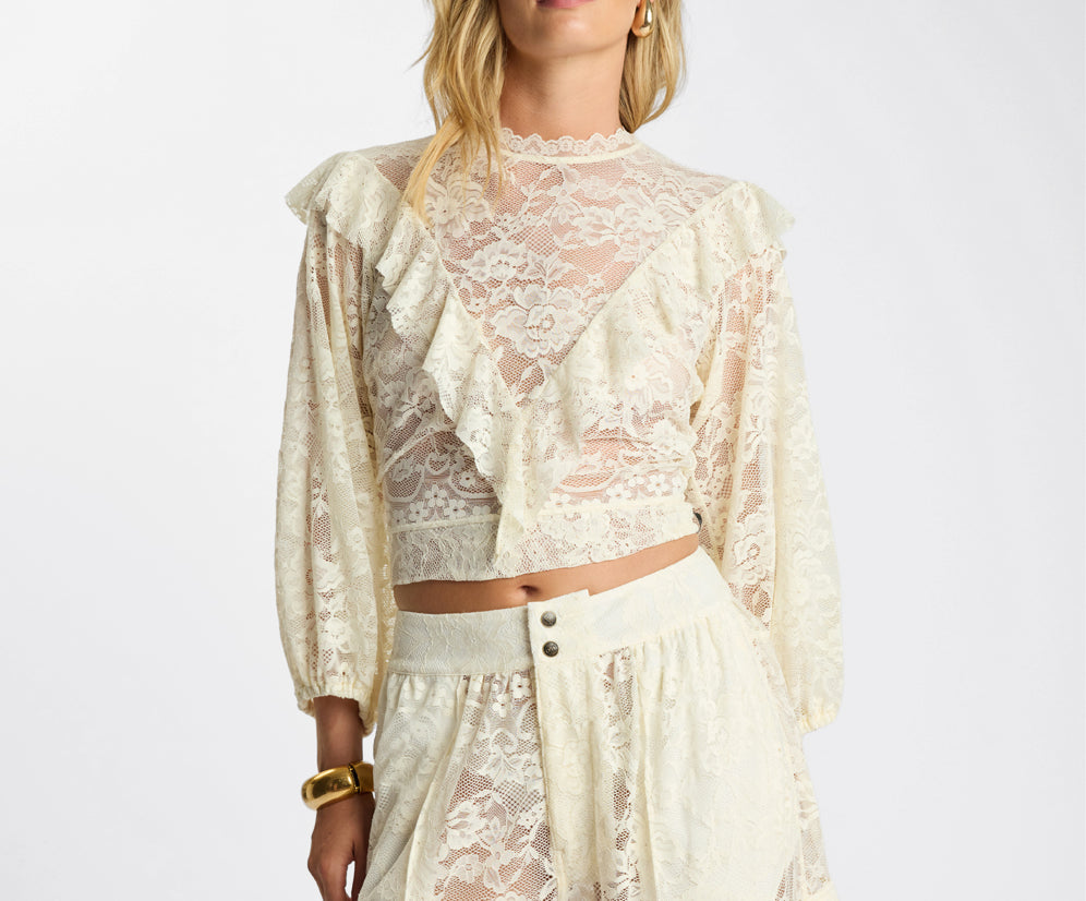 Savage Romance Lace Frill Cami Top - Vintage White
