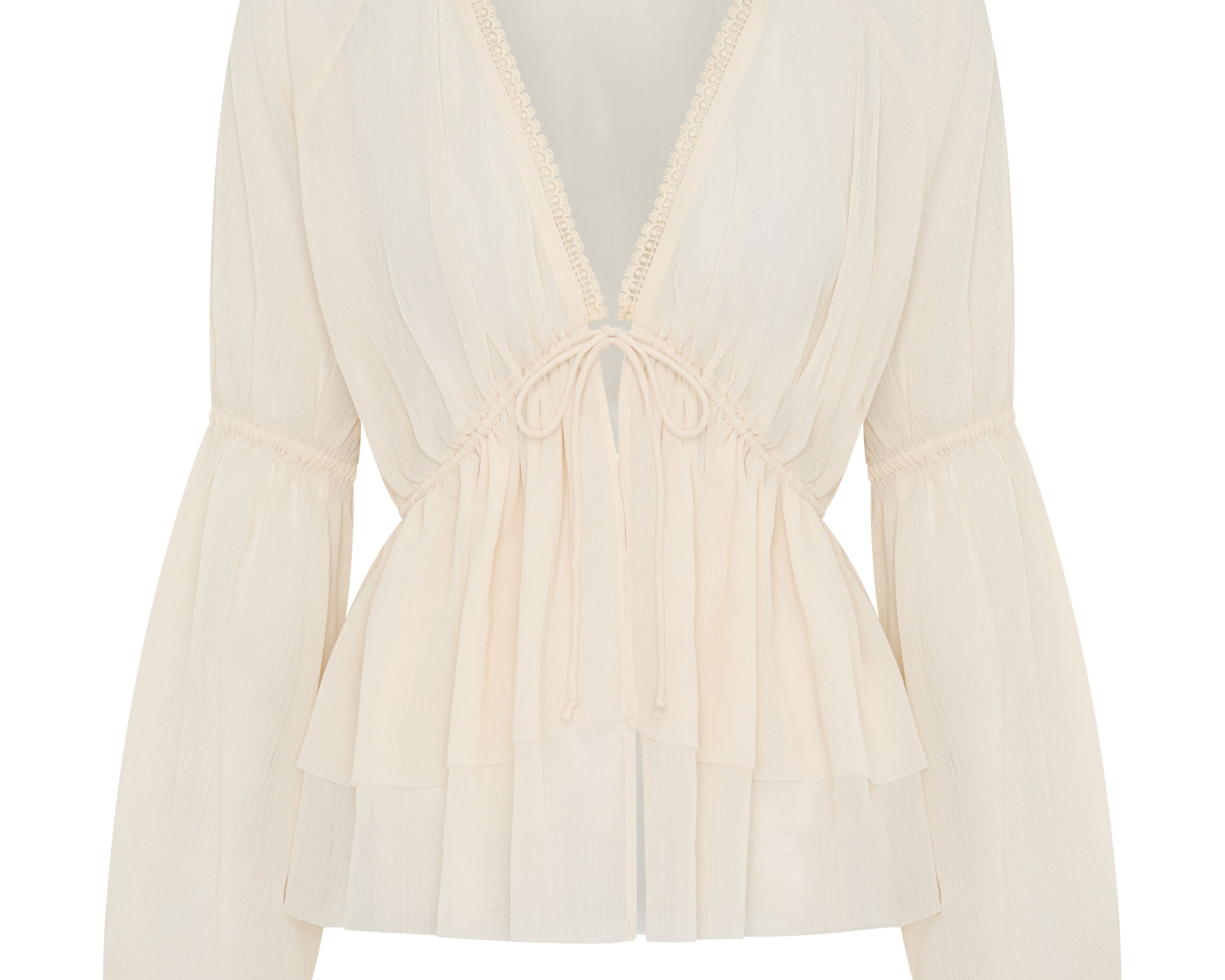 Luminette Sheer Longsleeve Blouse - Ivory