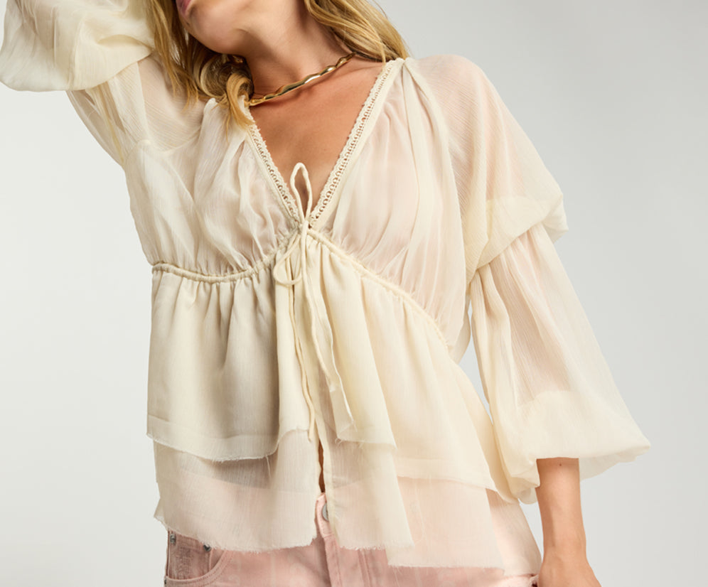 Luminette Sheer Longsleeve Blouse - Ivory