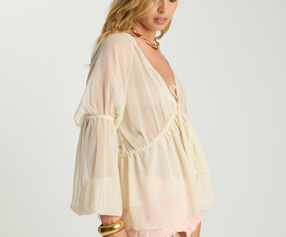 Luminette Sheer Longsleeve Blouse - Ivory