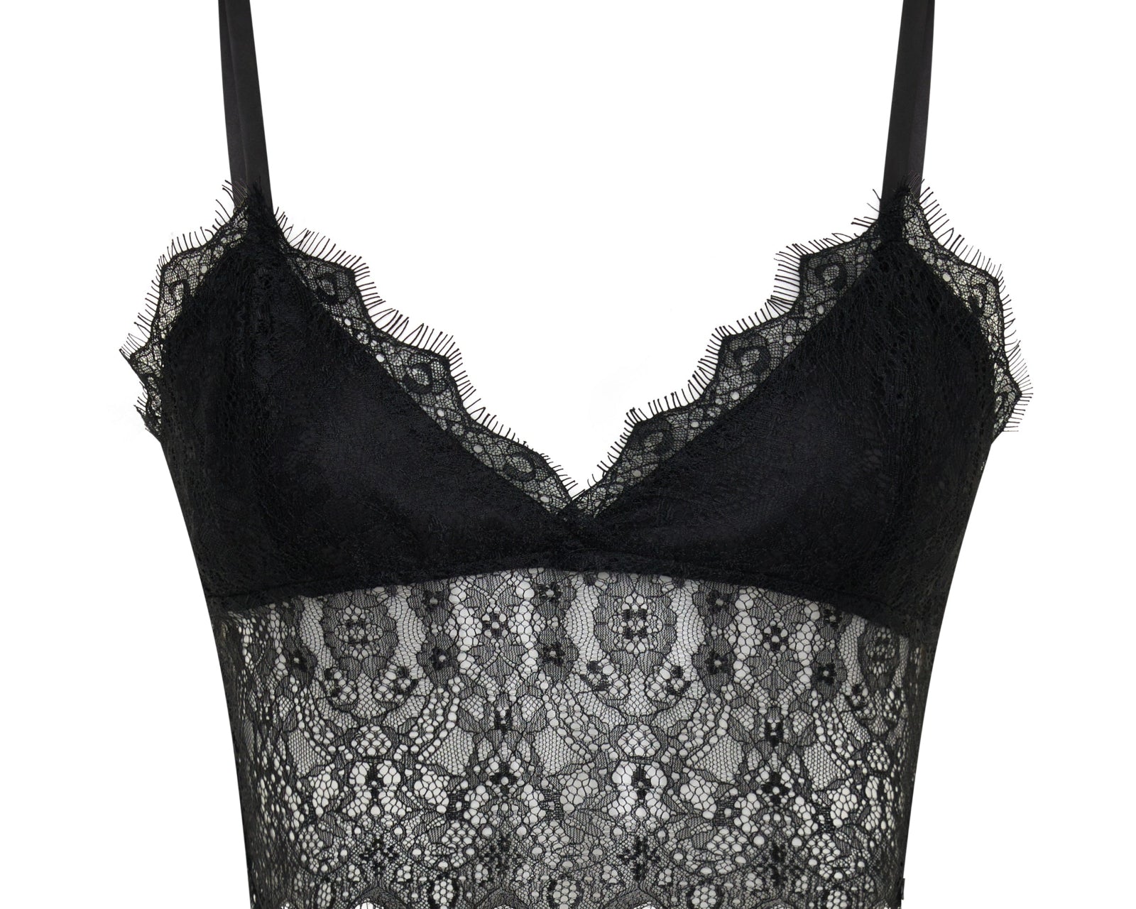 Vintage Whisper Lace Bralette Top - Black