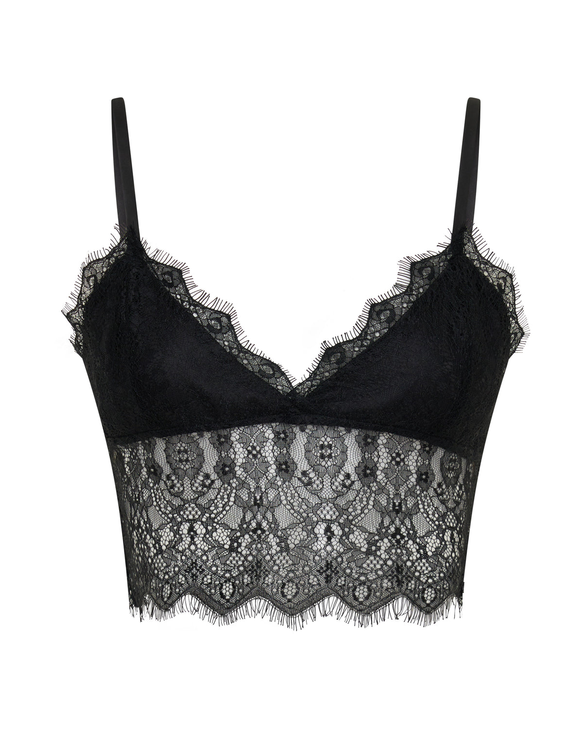 Vintage Whisper Lace Bralette Top - Black