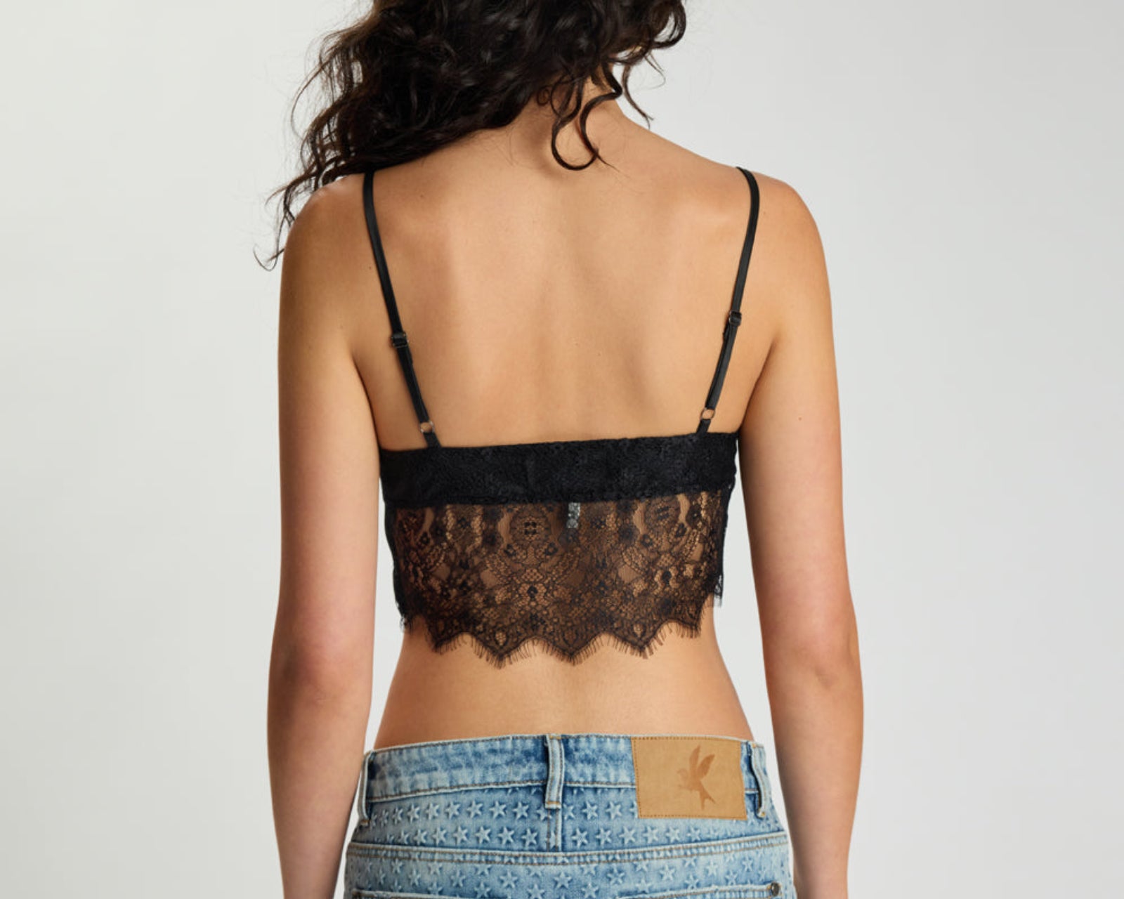 Vintage Whisper Lace Bralette Top - Black