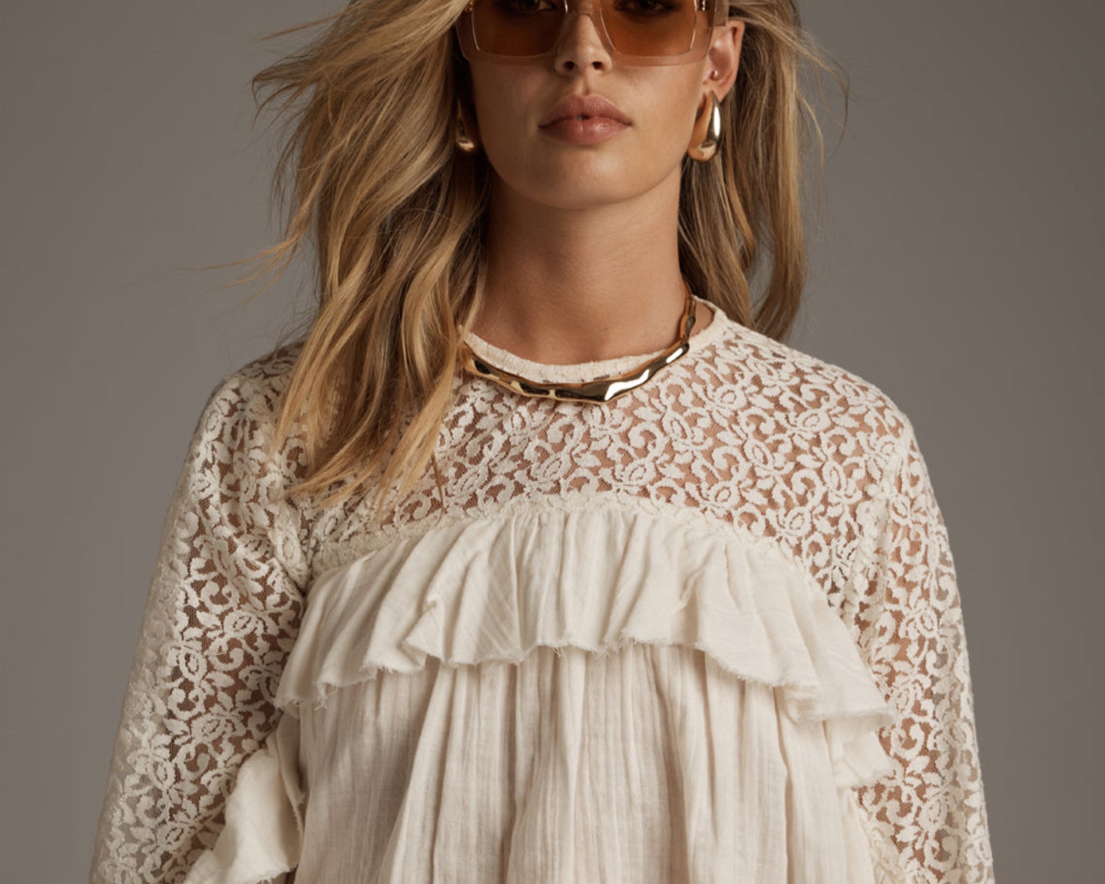 Willow Haven Frill Longsleeve Blouse - Ivory