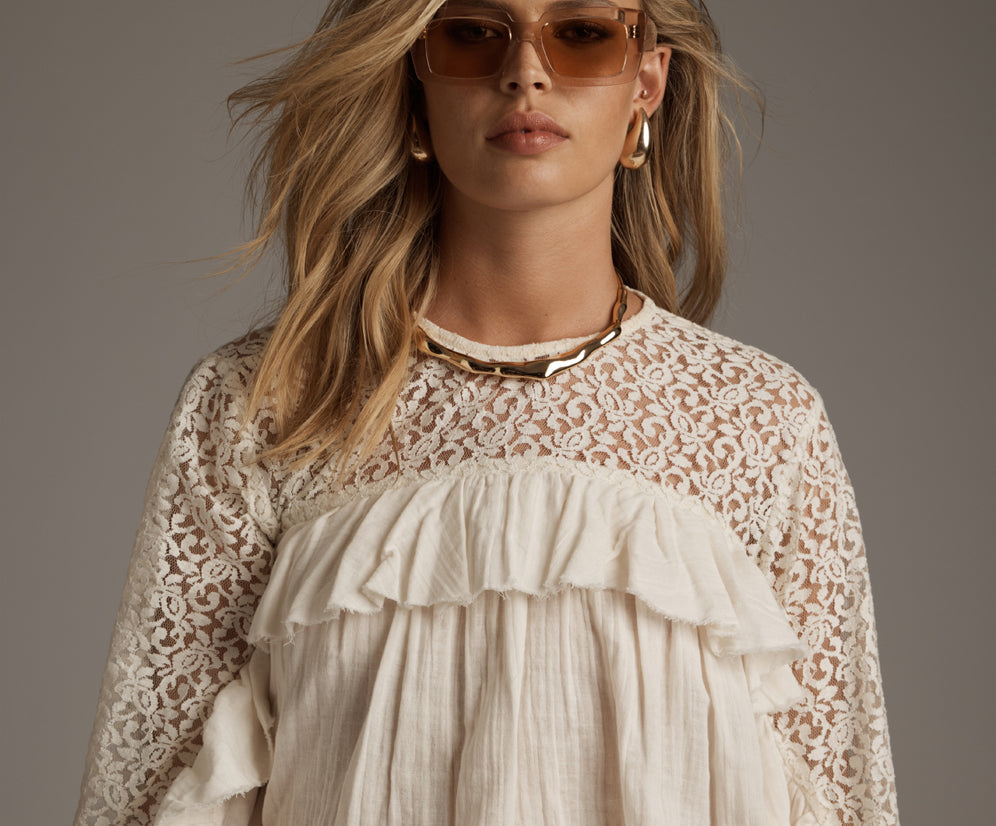 Willow Haven Frill Longsleeve Blouse - Ivory