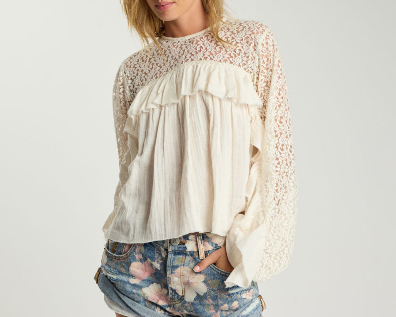 Willow Haven Frill Longsleeve Blouse - Ivory