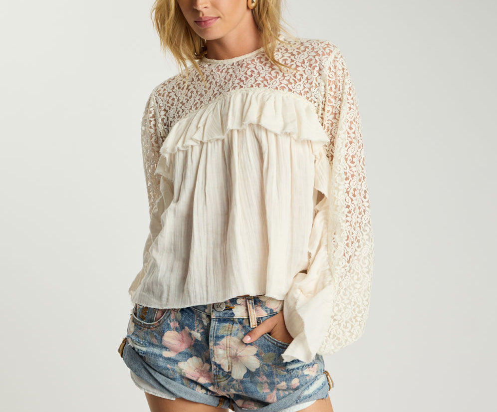 Willow Haven Frill Longsleeve Blouse - Ivory