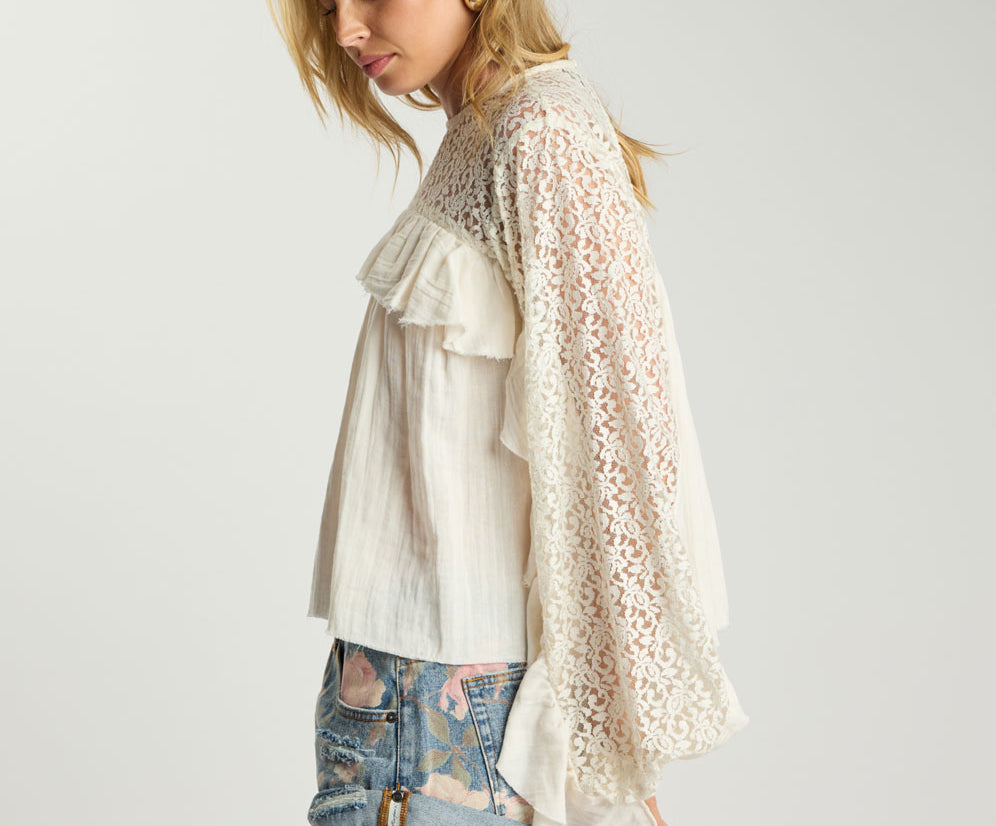 Willow Haven Frill Longsleeve Blouse - Ivory