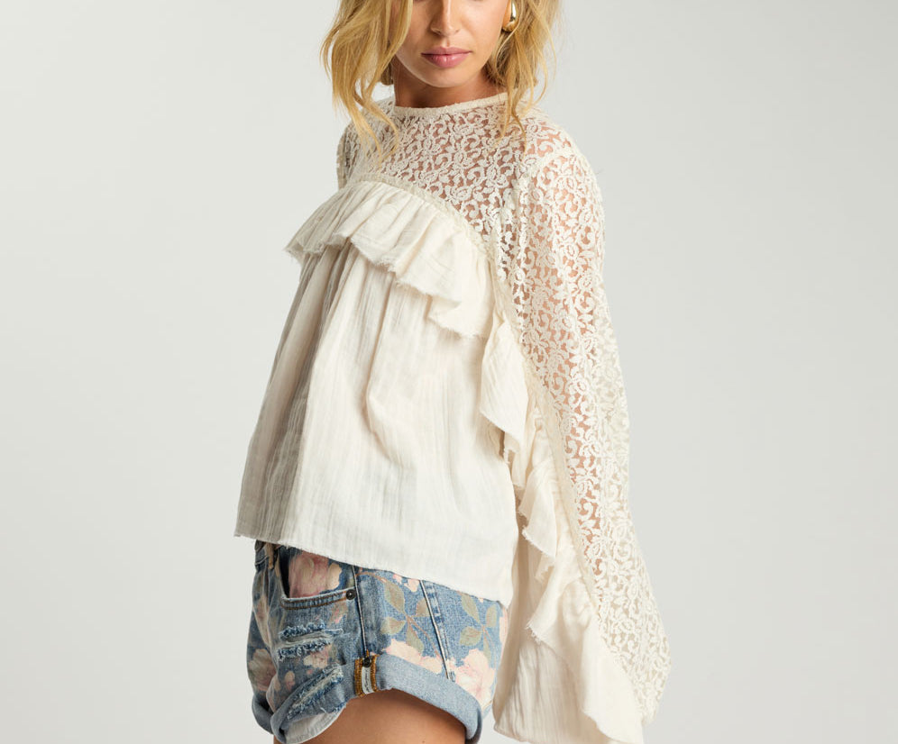 Willow Haven Frill Longsleeve Blouse - Ivory
