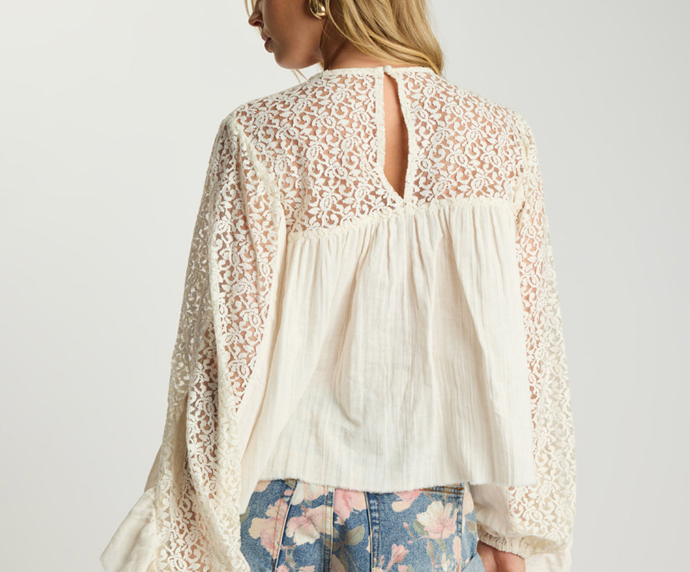 Willow Haven Frill Longsleeve Blouse - Ivory