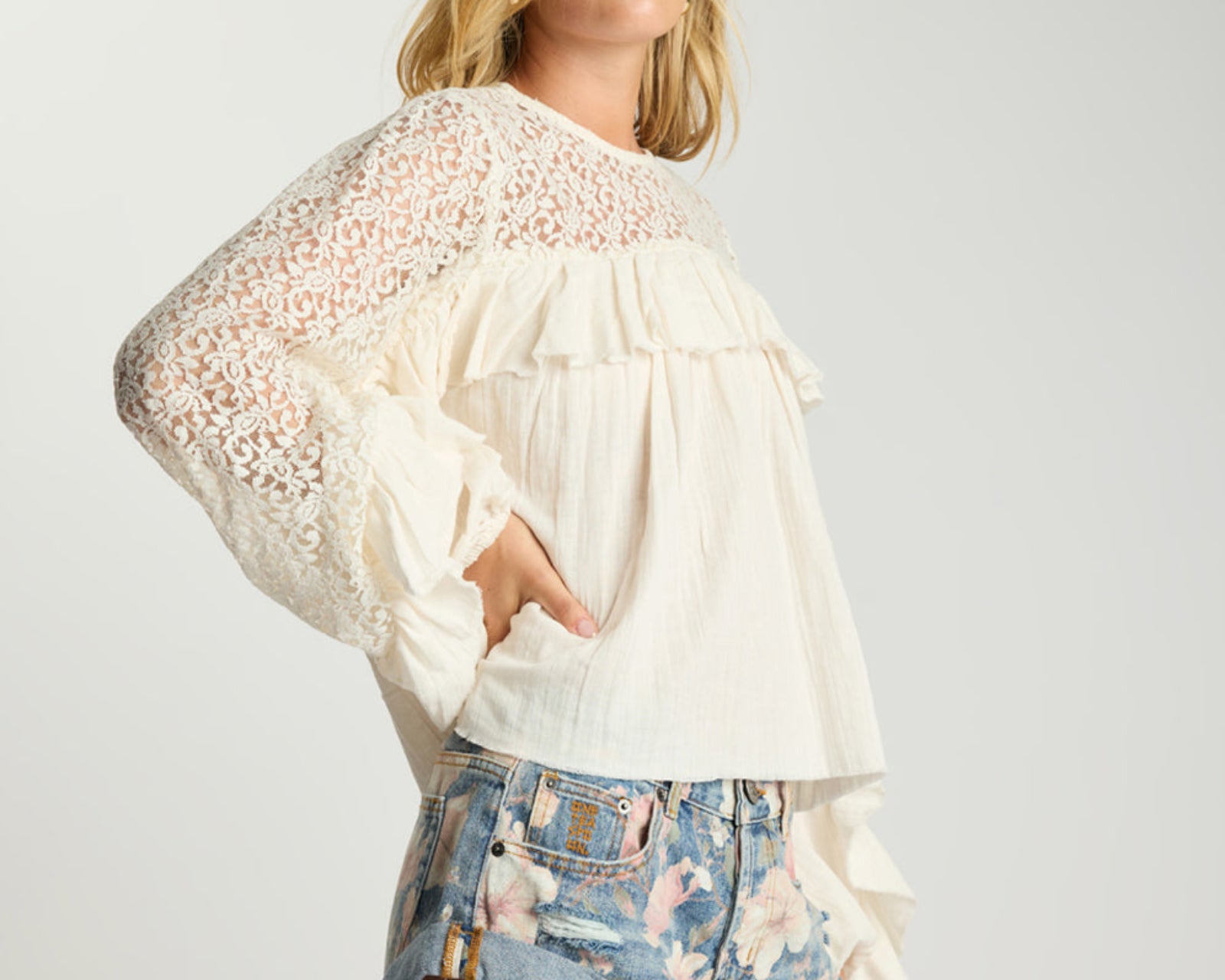 Willow Haven Frill Longsleeve Blouse - Ivory