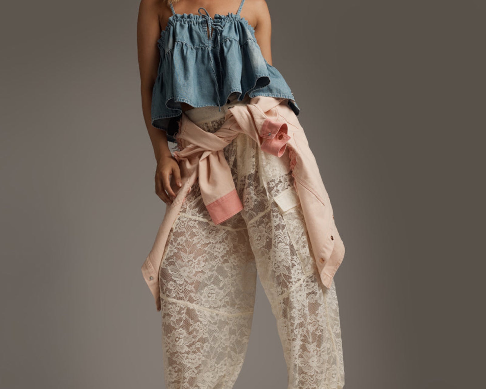 Savage Romance Utility Lace Pants - Vintage White