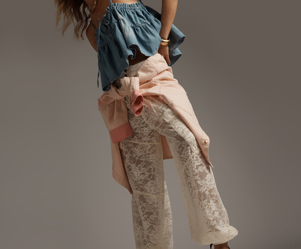 Savage Romance Utility Lace Pants - Vintage White