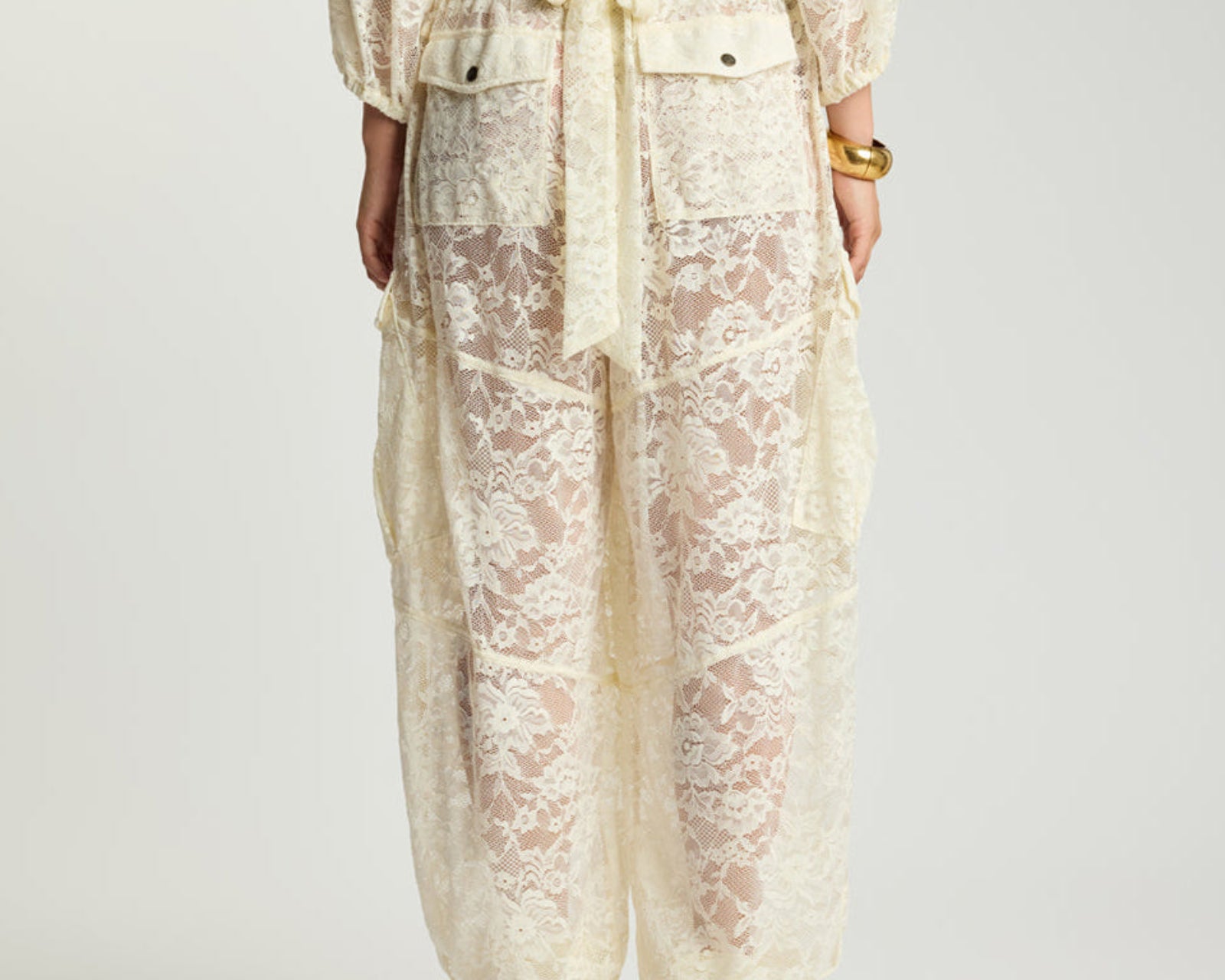 Savage Romance Utility Lace Pants - Vintage White