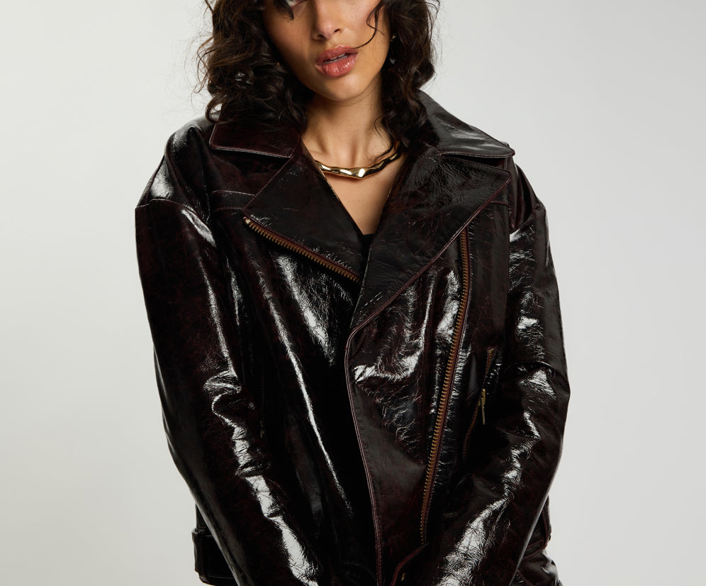 Obsidian Moto Zip Leather Jacket - Merlot