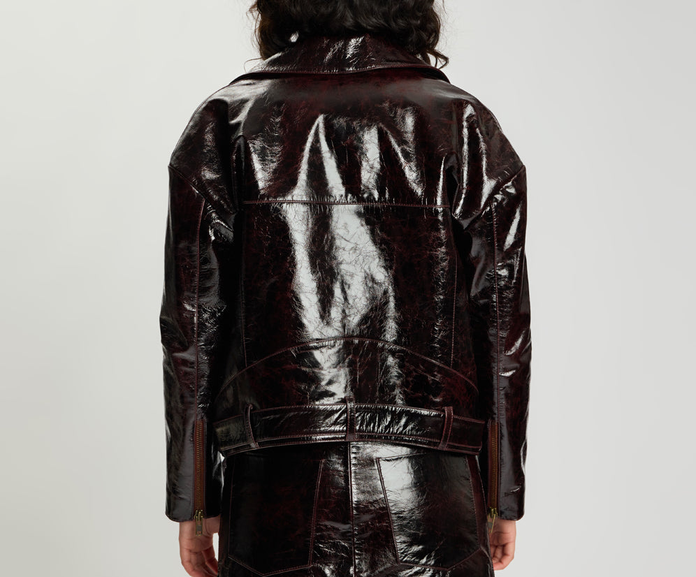 Obsidian Moto Zip Leather Jacket - Merlot