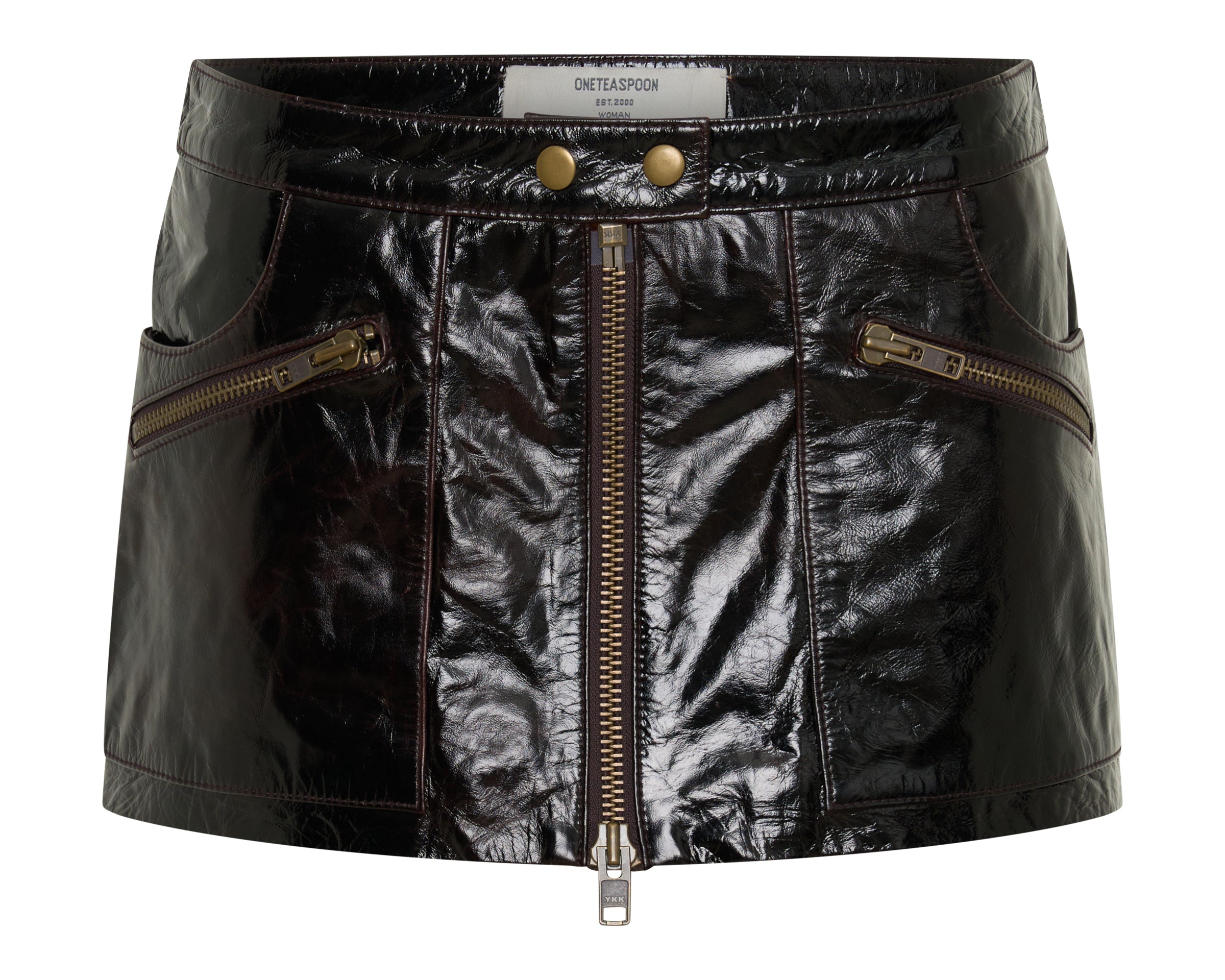 Obsidian Zipped Leather Mini Skirt - Merlot