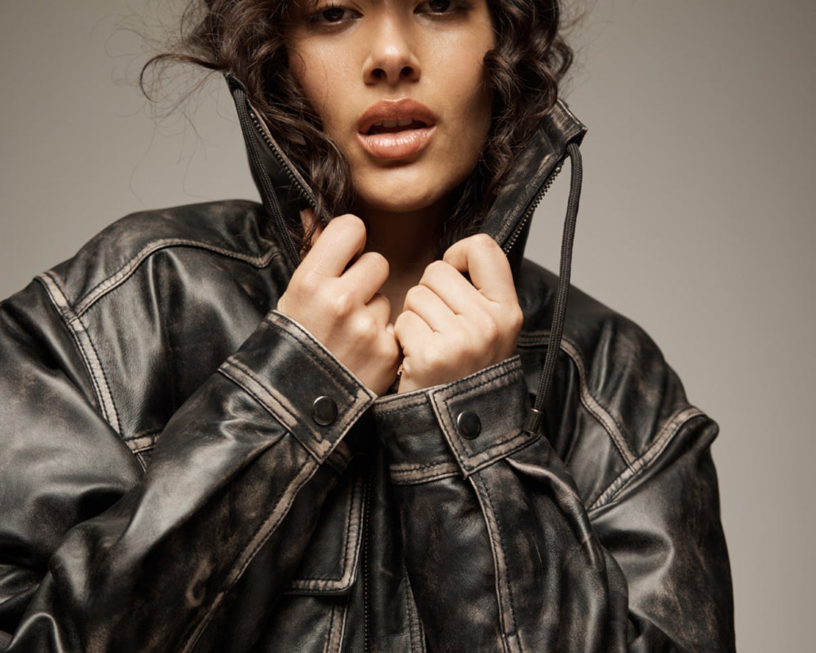 Atlas Utility Leather Jacket - Worn Black