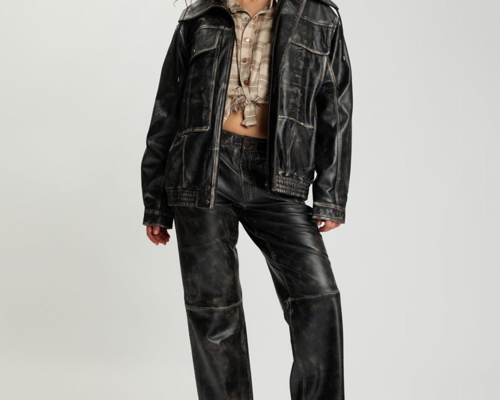 Atlas Utility Leather Jacket - Worn Black
