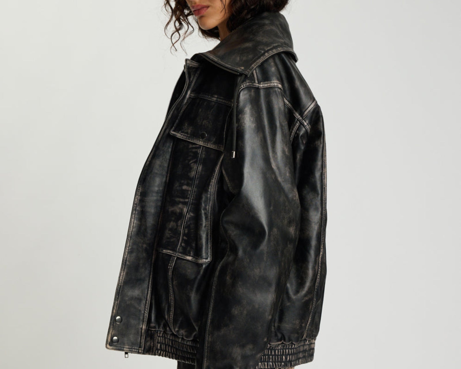 Atlas Utility Leather Jacket - Worn Black