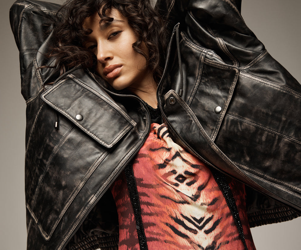 Atlas Utility Leather Jacket - Worn Black