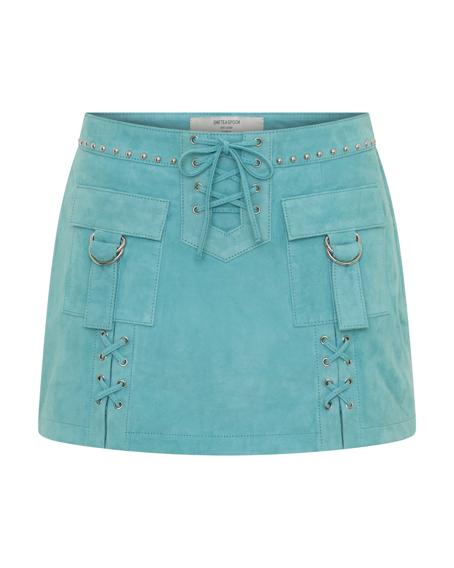 Cross My Heart Laced Suede Mini Skirt - Mint Green